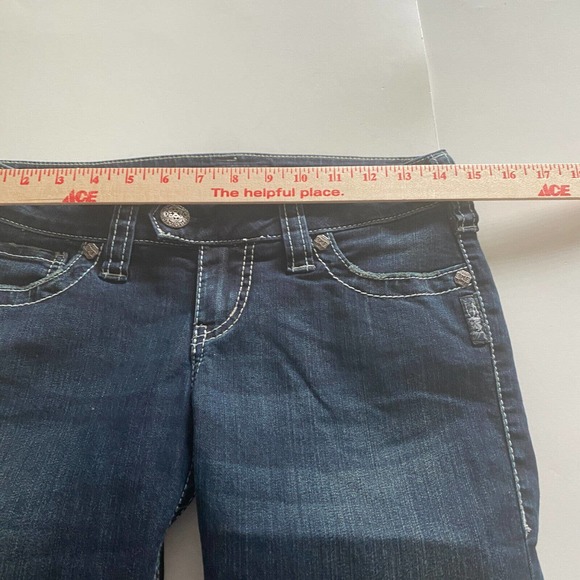 Silver Jeans Tuesday Jeans Flare Sz 27X31 Thick Contrast Stitch Blue Denim Y2K - Picture 10 of 12